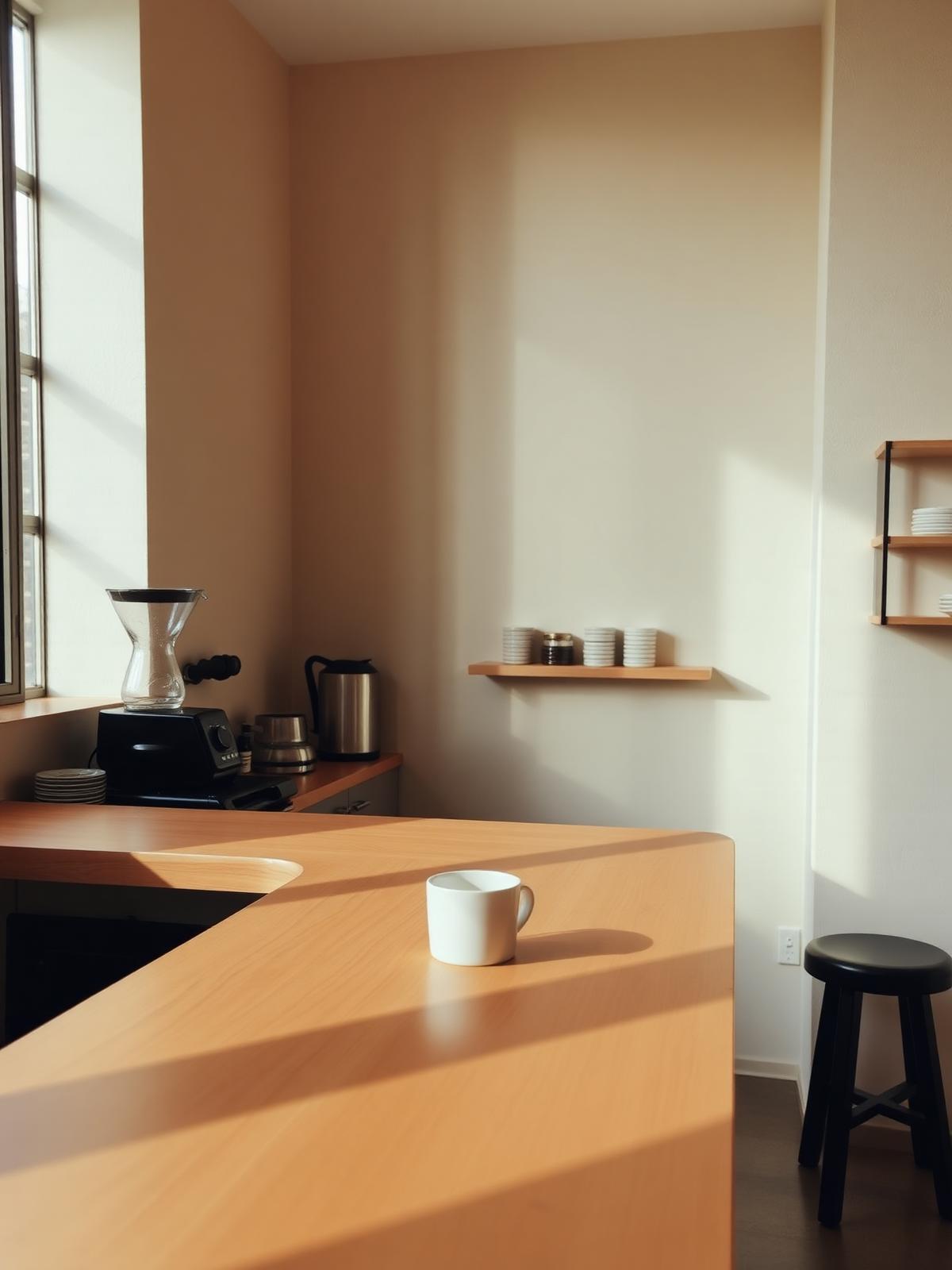 Kaffeetasse auf einer Holztheke