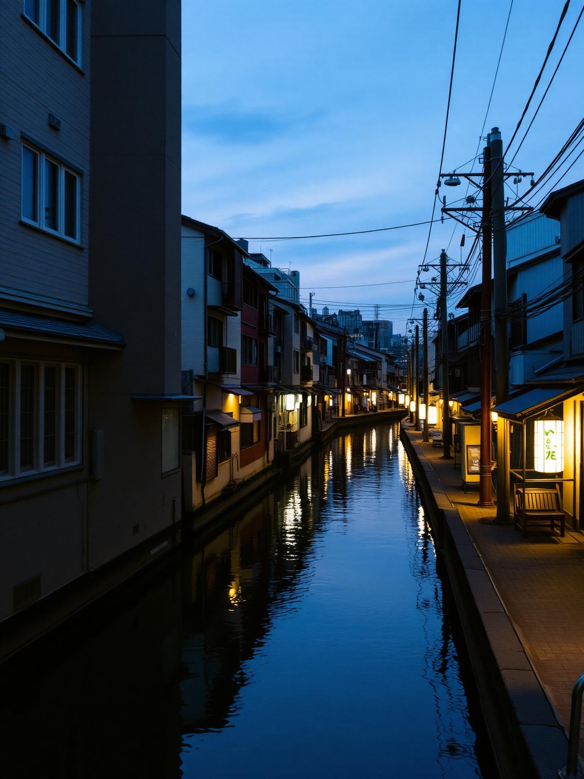 Kanal in der blauen Stunde